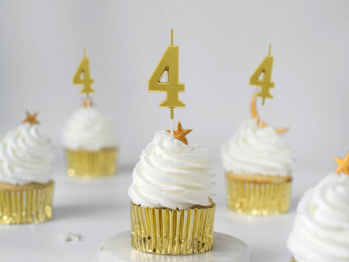 Fémszínű arany számgyertya - 4 - négy