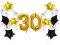 30. születésnapi lufi készlet arany és fekete - 21 db.