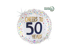 Fóliából készült kerek születésnapi lufi 50 éves - 14" - 1 db.