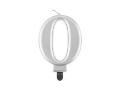 Ezüstszínű fém számgyertya - 0 - nulla