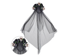 Fejpánt fátyollal és koponyákkal - 1 db.