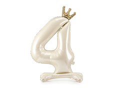 Álló fólialufi 4-es számú krémszínű lufi koronával - 84 cm - 1 db.