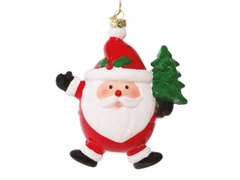 Karácsonyfa gömb Mikulás karácsonyfával - 12 cm - 1 db.