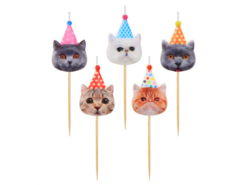 Cicás gyertyák sapkában - 5 db.