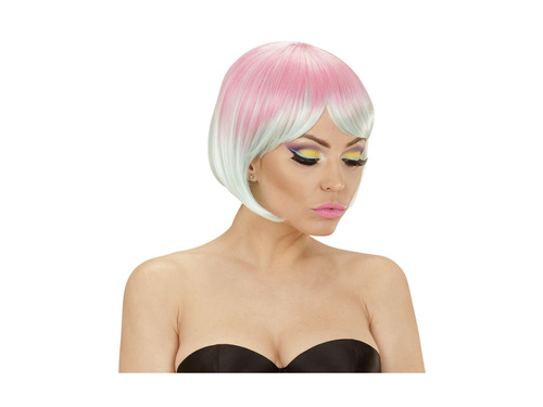 Rózsaszín és türkizkék Fashion melange paróka