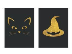 Boszorkány és macska üvegcímkék - 9 db.