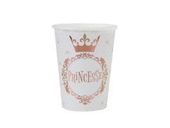 Princesse papírpohár rózsaarany koronával - 270 ml - 10 db.