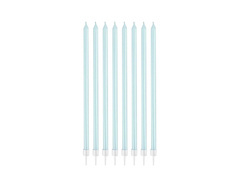 Világoskék gyöngyös születésnapi gyertya - 15,5 cm - 8 db.