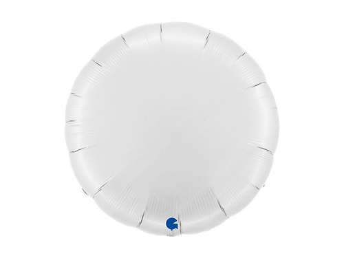 Fehér szatén kerek fólialufi - 30" - 1 db.
