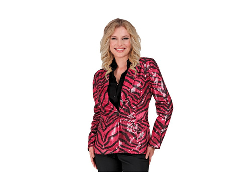 Party Fashion party kabát - rózsaszín flitteres állatmintás - zebra