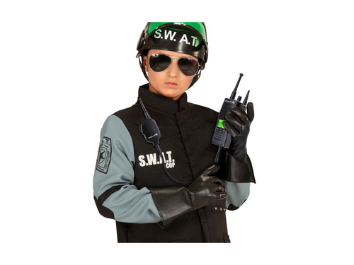 Fekete karakteres kesztyű bőrszerű anyagból - gyerekeknek