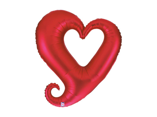 Piros szív fólia lufi Valentin-napra - 33" - 1 db.