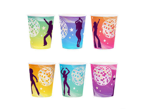 Retro Disco papírpoharak - 220 ml - 6 db.