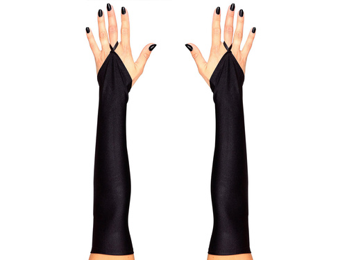 Szatén fekete ujjatlan karneváli kesztyű