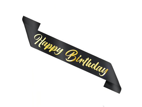 Boldog születésnapot szíj fekete - 1 db.