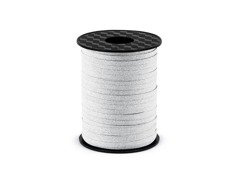 Dekorációs szalag lufihoz - csillogó - ezüst - 225 m.