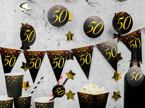 Csillogó zászlós banner 50. születésnapra - 5m