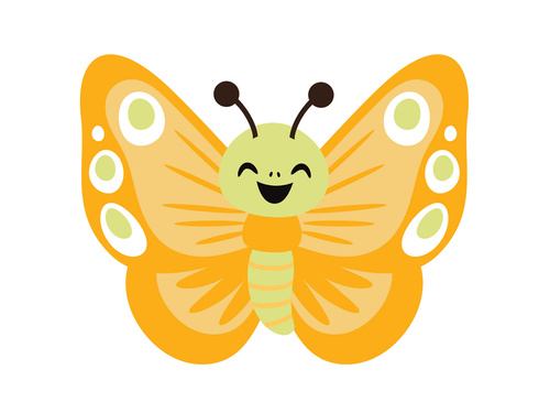 Kétoldalas sárga pillangó dekoráció - 36 x 29 cm