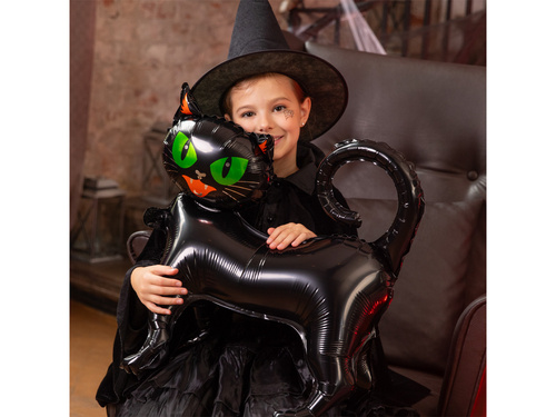 Fekete cica álló fólialufi - 62 x 65 cm - 1 db.