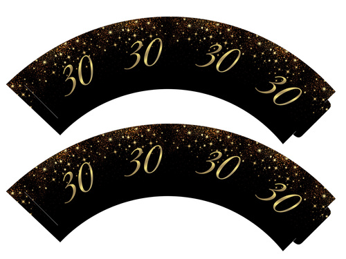 Pezsgő cupcake liners 30. születésnapra - 6 db.