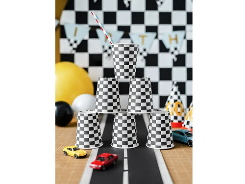 Checkerboard Cars papírpoharak - 220 ml - 6 db.