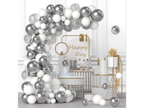 Ezüst lufi girland lufi készlet - 102 db.