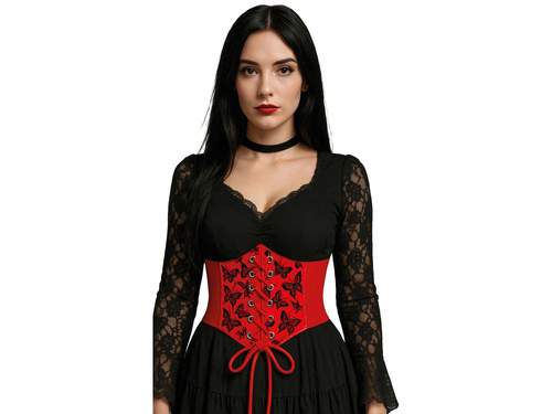 Piros fűző pillangó nyakkendővel - 1 db.