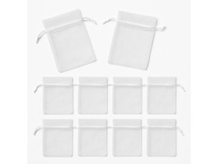 Organza tasakok vendégeknek - fehér, egyszínű - 9 x 12 cm - 10 db.