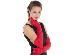 Farsangi kesztyű piros hosszú - 50 cm