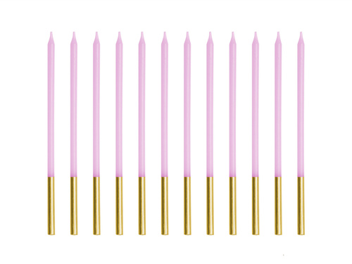 Születésnapi gyertyák lila és arany - 14 cm - 12 db.