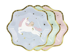 Egyszarvú születésnapi papírtányér - 18 cm - 6 db.