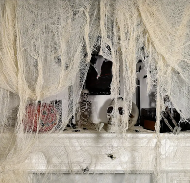 Halloween krémszínű háló - 76 x 300 cm - 1 db.