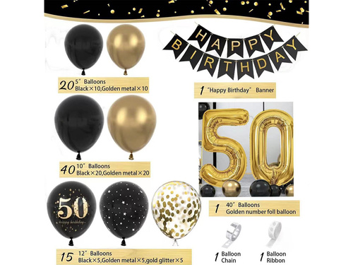 Léggömb girland léggömb készlet ötvenedik évfordulóra - 80 db.