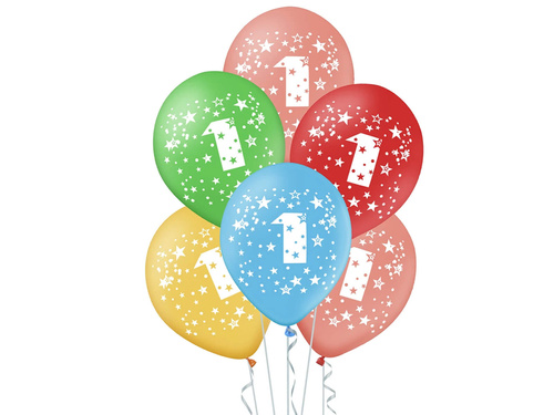 Latex lufi az egyes számmal 1 - mix - 30 cm - 5 db.