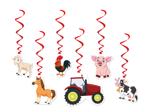Születésnapi farm függő dekoráció - 6 db.