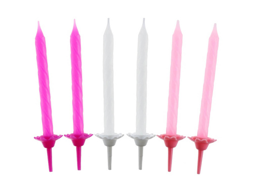 Születésnapi gyertyák világos rózsaszín, sötét rózsaszín és fehér - 24 db.
