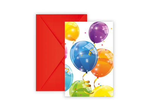 Születésnapi meghívók Léggömbök - 6 db.