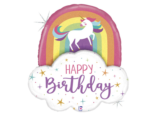 Szivárvány és egyszarvú fólialufi - 89 cm - 1 db.