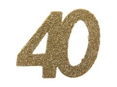 Csillámos asztali dekoráció szám 40 - 5 cm - 6 db.