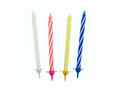 Klasszikus színes gyertyák színes talppal - 6 cm - 24 db.