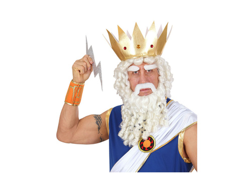 Fehér göndör paróka szakállal, bajusszal és szemöldökkel