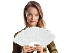 Fehér tollas legyező - 1 db.