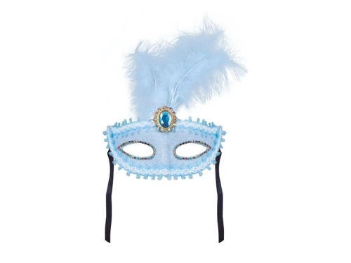 Kék farsangi maszk tollal - 1 db.