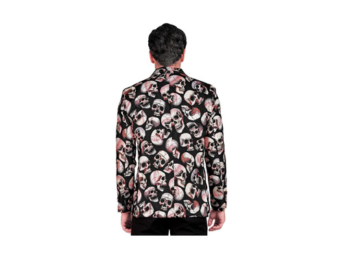 Koponyás party kabát - fekete, koponyás motívummal