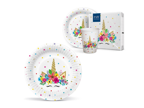 Egyszarvú születésnapi papírtányér - 23 cm - 8 db.