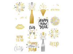 Boldog új évet mosható tetoválás szilveszterre - 15 db.