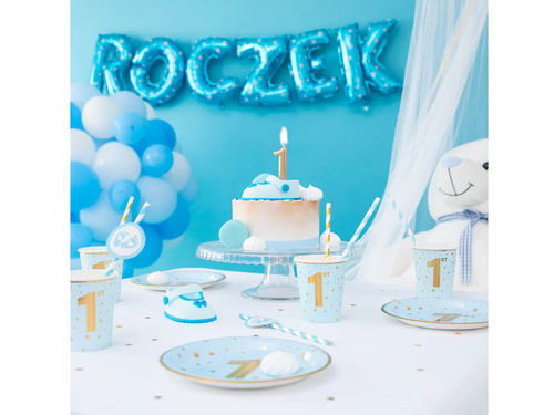 Kék születésnapi papírtányérok - 18 cm - 6 db.