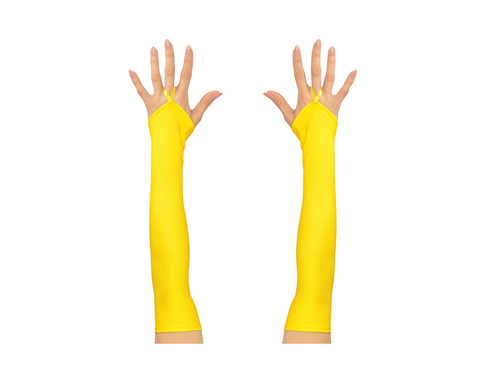 Neon sárga szatén ujjatlan kesztyű 43 cm