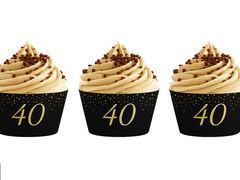 Szikrázó cupcake liners negyvenedik születésnapra - 6 db.