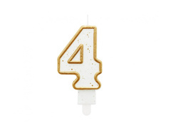 Számgyertya arany peremmel és csillámmal - 4 - 1 db.